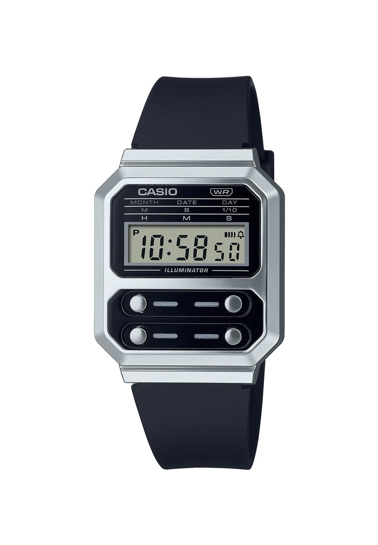 Casio Watches Casio Vintage Digital Watch A100WEF-1A Black Resin Band Unisex Watch