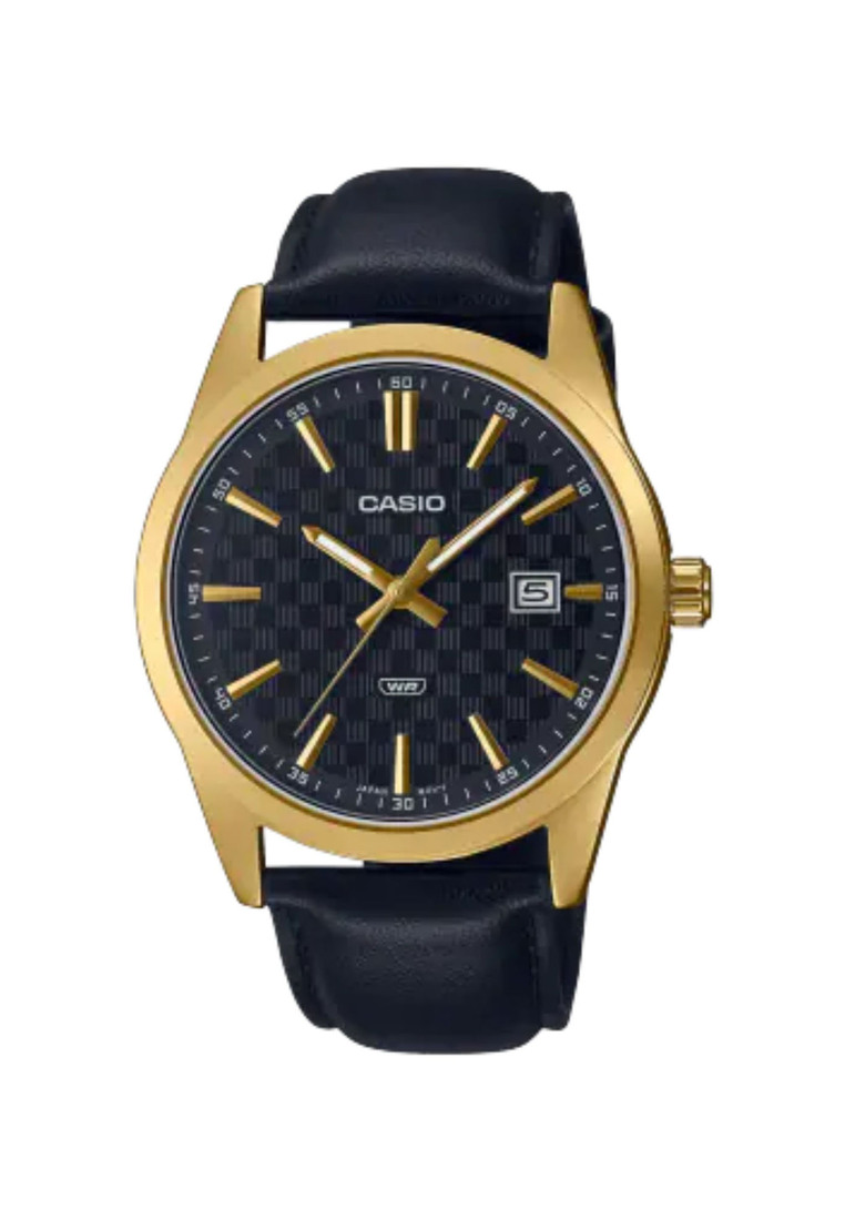 Casio Watches Casio Men's Analog Watch MTP-VD03GL-1A Black Leather Band Watch for mens