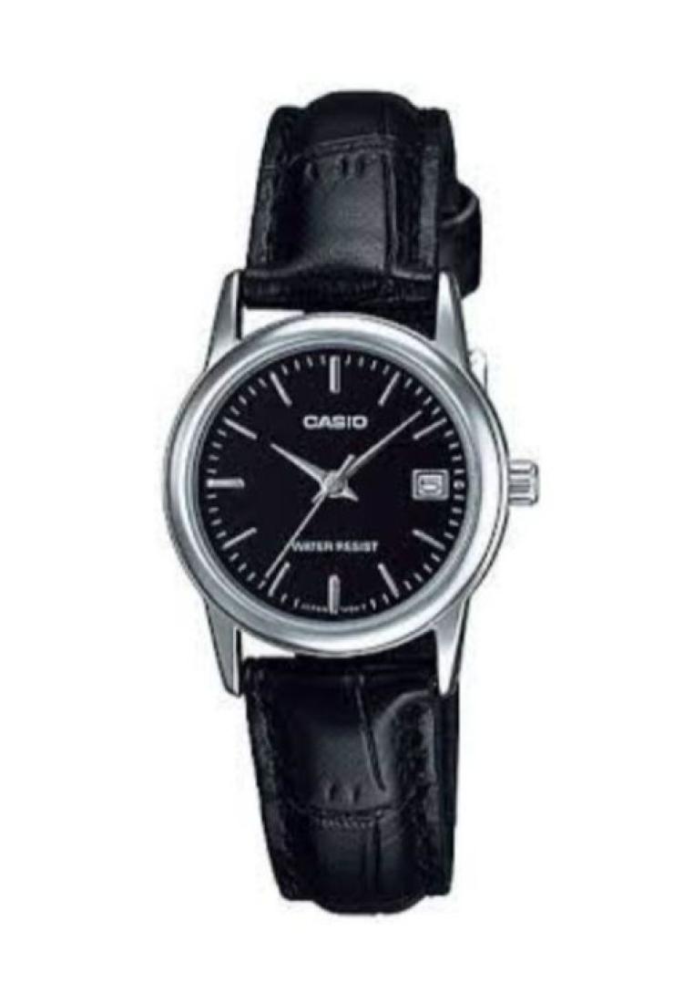 Casio Watches Casio Women's Analog Watch LTP-V002L-1A Black Leather Watch