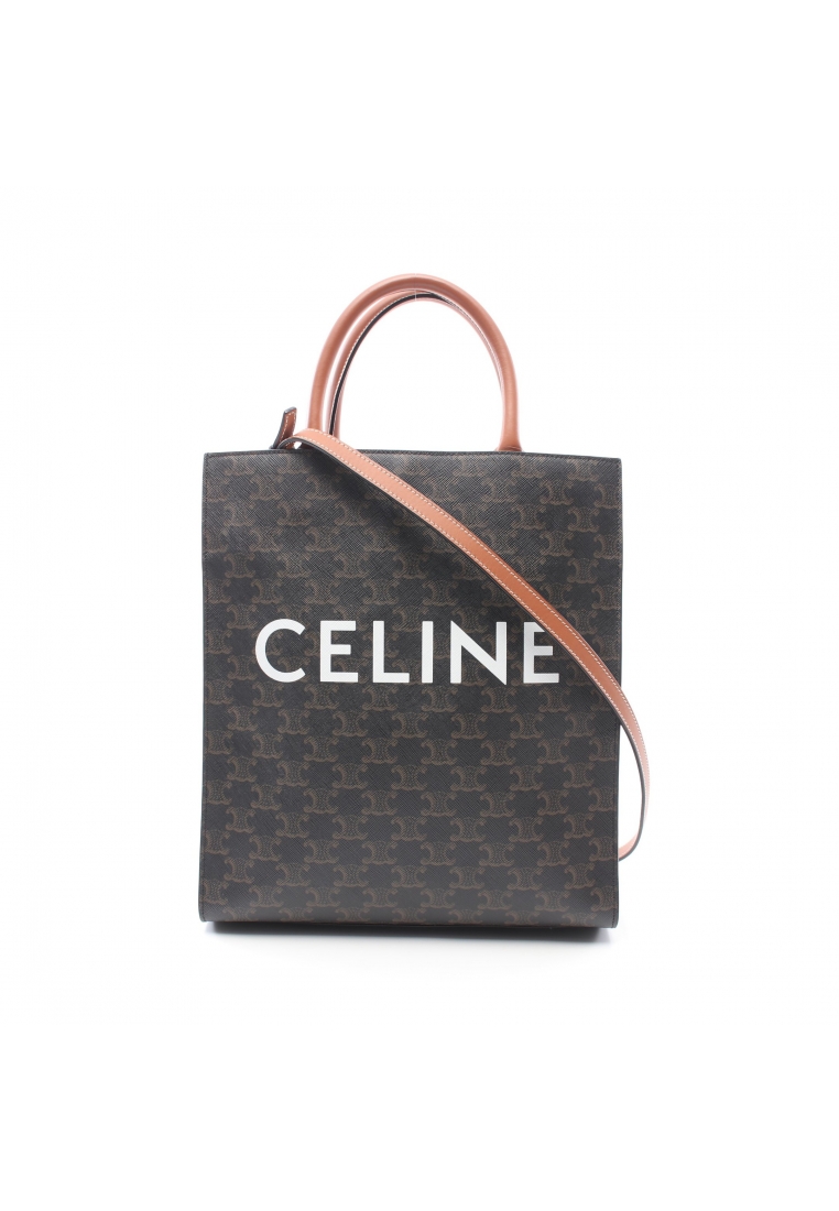 二奢 Pre-loved Celine Small Vertical Hippopotamus Triomphe Handbag tote bag PVC leather black Brown 2WAY