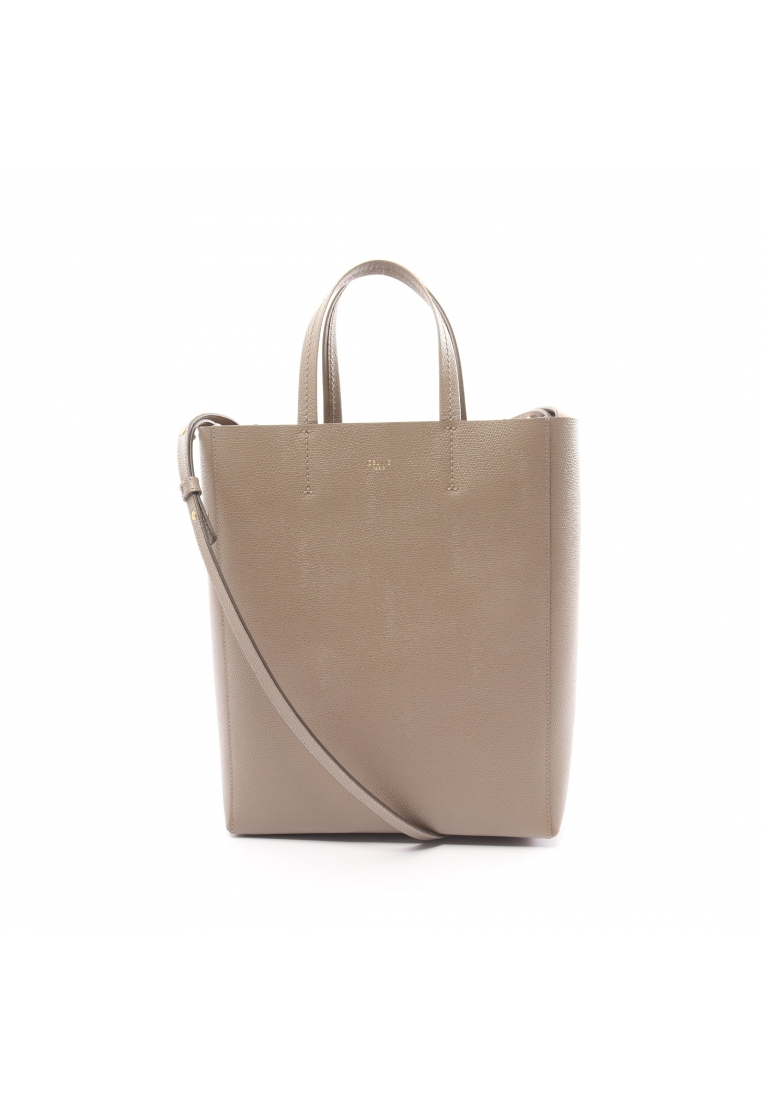 二奢 Pre-loved Celine Vertical Small Hippopotamus Handbag tote bag leather Gray beige 2WAY