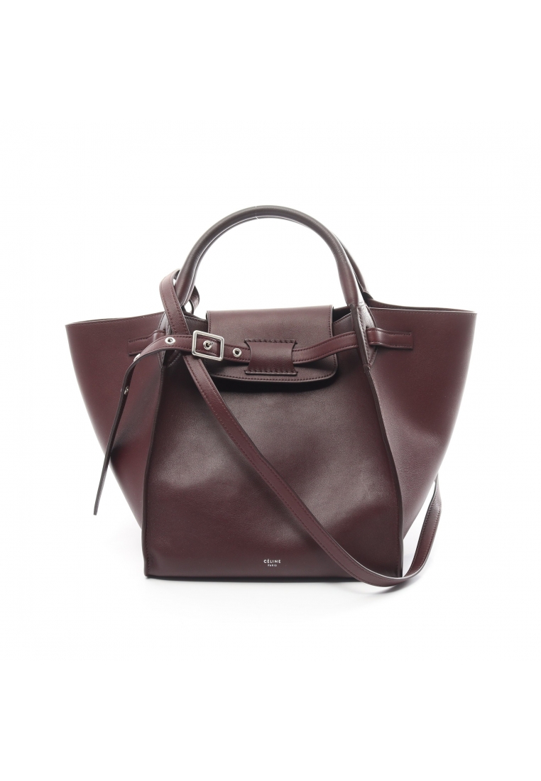 二奢 Pre-loved Celine big bag Small With long strap Handbag leather Burgundy 2WAY