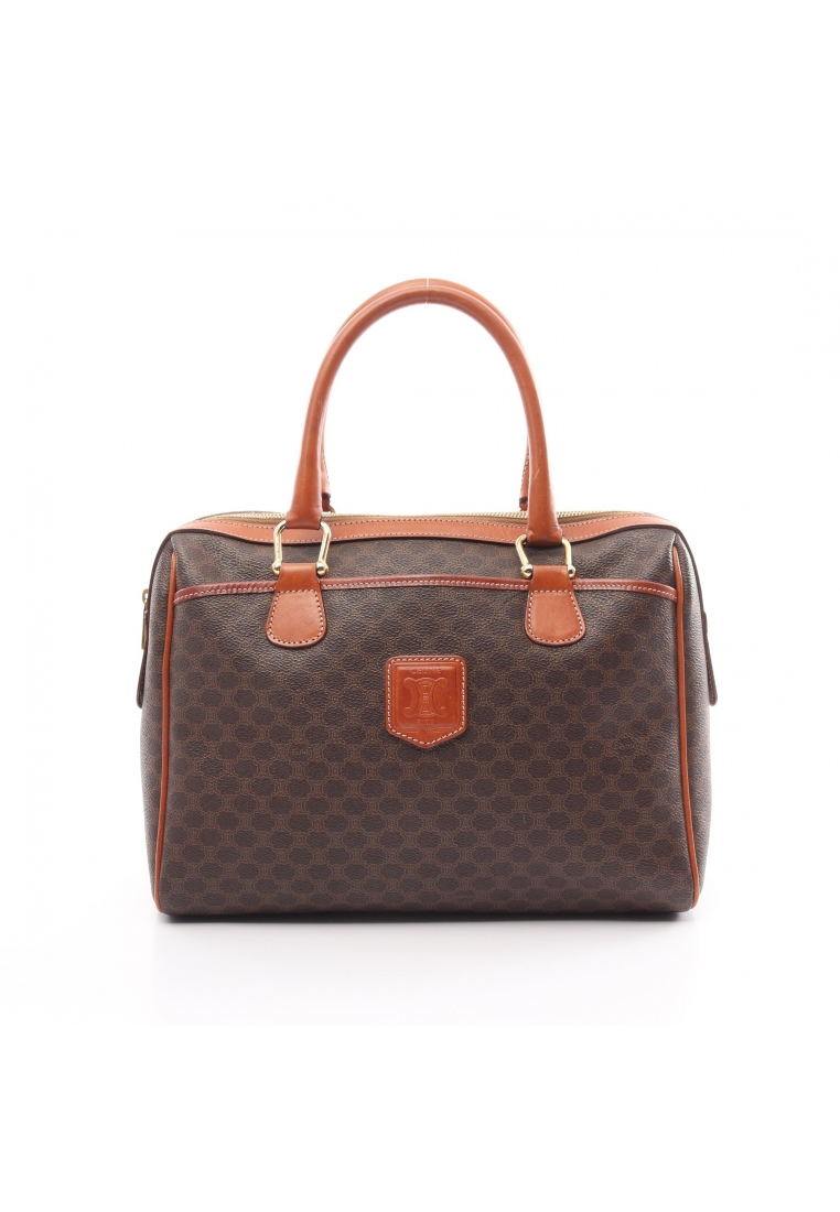 CELINE 二奢 Pre-loved Celine Macadam Handbag mini boston bag PVC leather Dark brown Brown