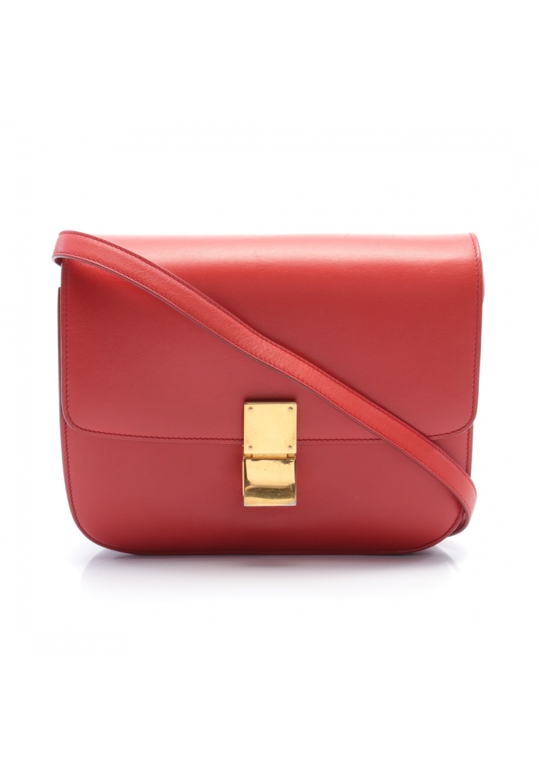 二奢 Pre-loved Celine classic box Shoulder bag leather Red