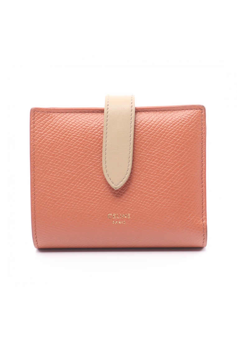二奢 Pre-loved Celine Small strap wallet Bi-fold wallet leather light brown beige
