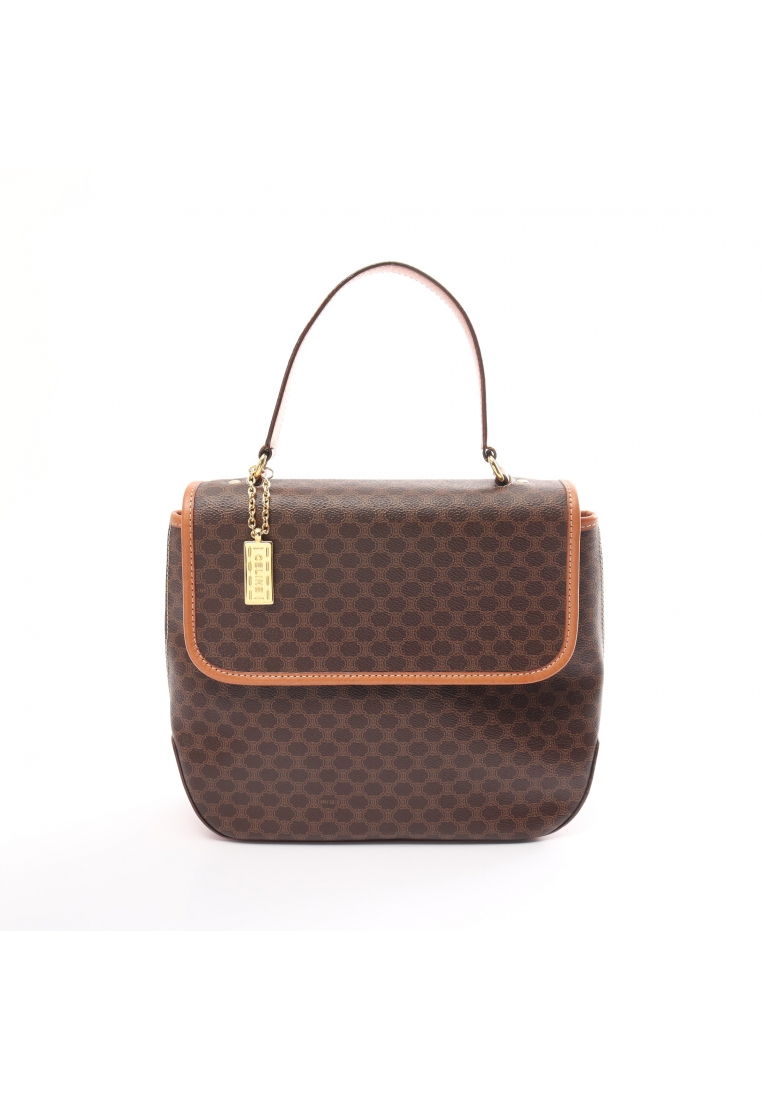 二奢 Pre-loved Celine Macadam Handbag PVC leather Dark brown Brown