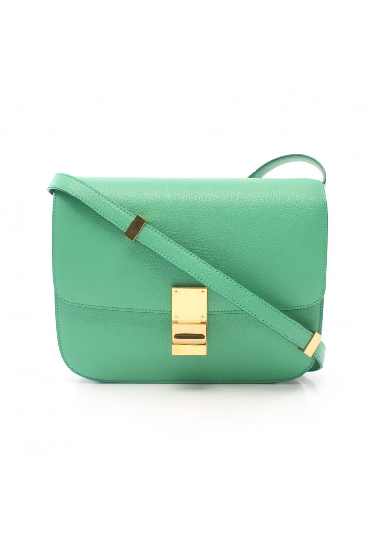 Celine 二奢 Pre-loved CELINE classic box Medium Shoulder bag leather Light green