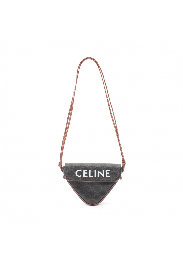 二奢 Pre-loved Celine Triomphe triangle bag Shoulder bag PVC leather Dark brown Brown