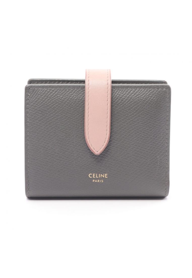 二奢 Pre-loved Celine Small strap wallet Bi-fold wallet leather gray Light pink