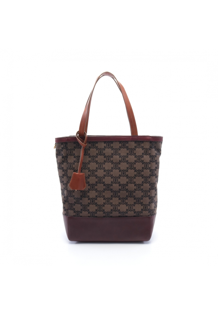 二奢 Pre-loved Celine Macadam Handbag tote bag canvas leather Brown black Red brown