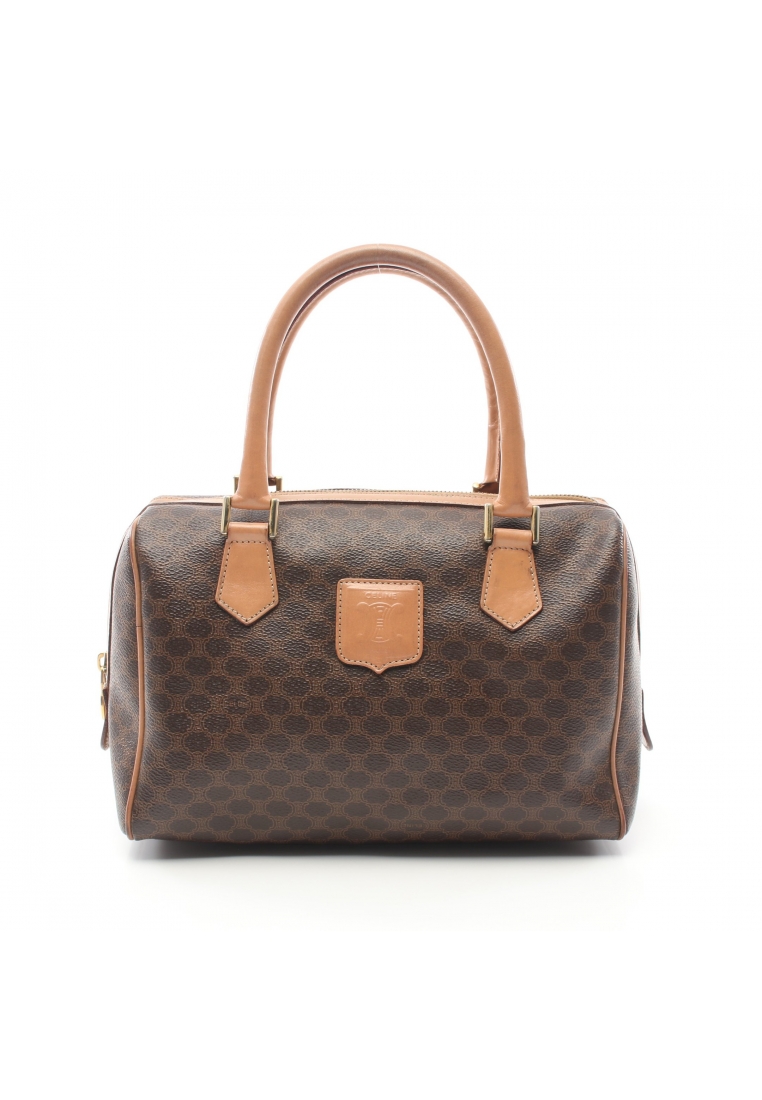 二奢 Pre-loved Celine Macadam Handbag mini boston bag PVC leather Brown beige