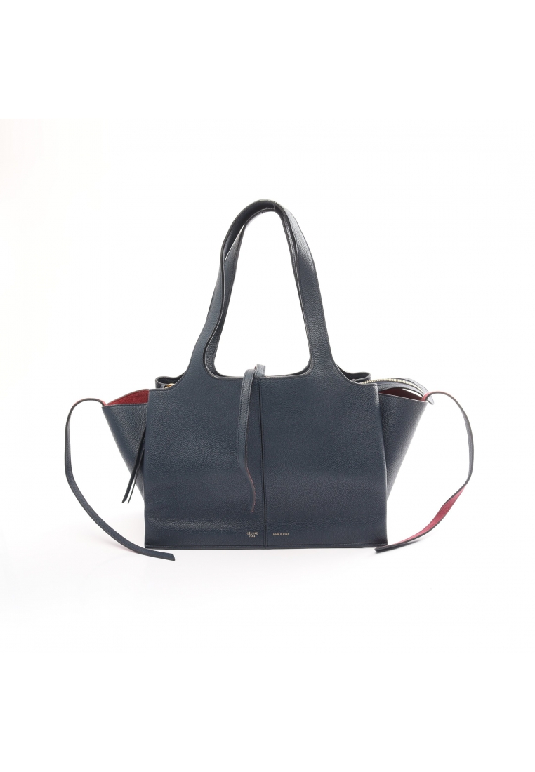 二奢 Pre-loved Celine Trifold Small Handbag tote bag leather Navy