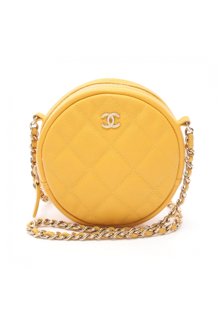 二奢 Pre-loved Chanel matelasse mini classic chain shoulder bag Caviar skin yellow gold hardware