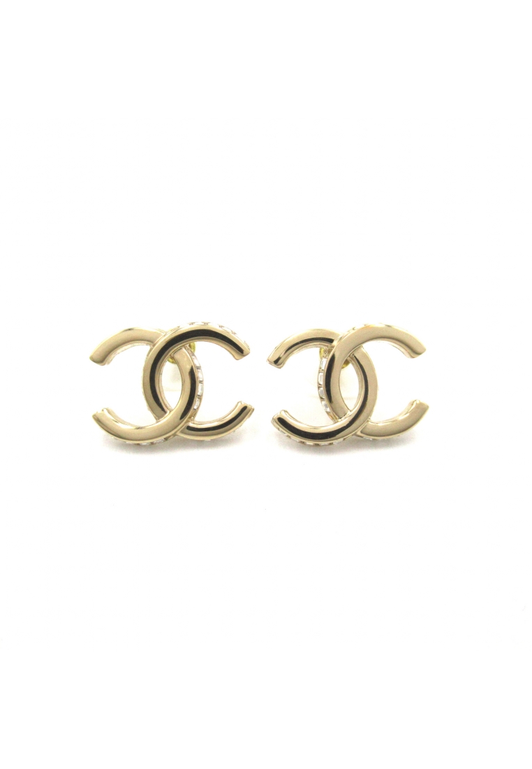 二奢 Pre-loved Chanel Coco Mark Earrings earrings GP (gold plated) Rhinestone gold