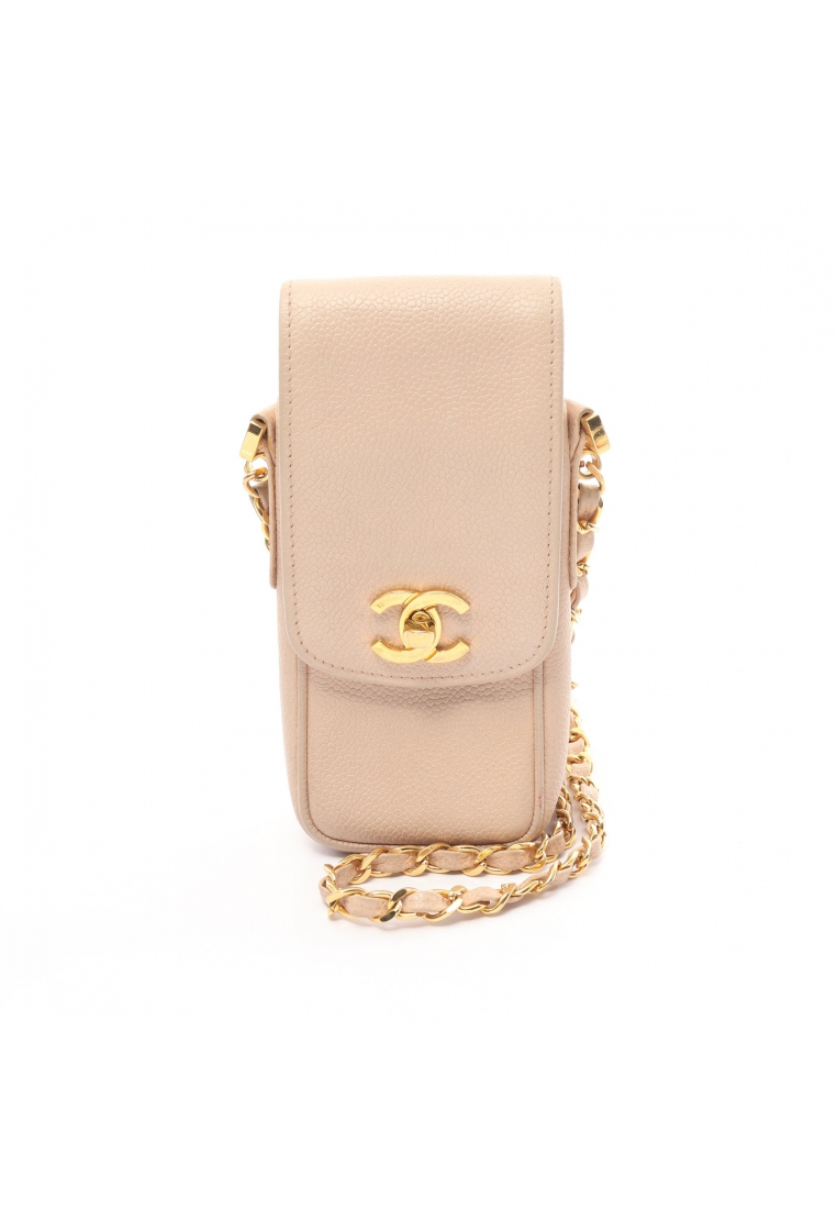 二奢 Pre-loved Chanel coco mark chain shoulder bag Caviar skin pink beige gold hardware