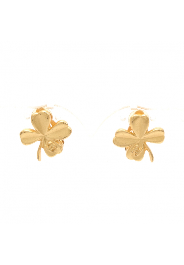 CHANEL 二奢 Pre-loved Chanel coco mark Clover earrings GP gold 03P