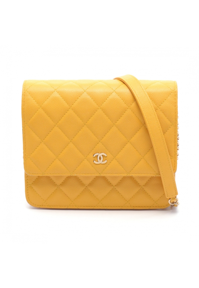 CHANEL 二奢 Pre-loved Chanel matelasse chain shoulder bag Caviar skin yellow gold hardware