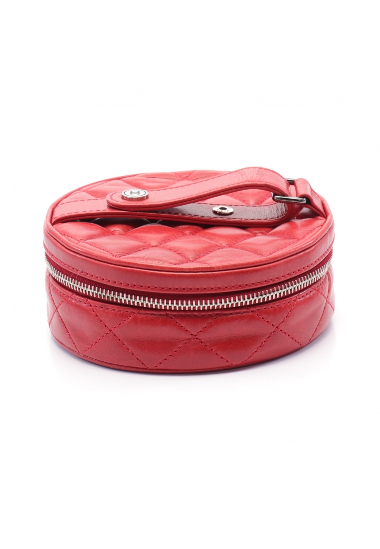 CHANEL 二奢 Pre-loved Chanel matelasse Jewelry case accessory case lambskin Red silver hardware