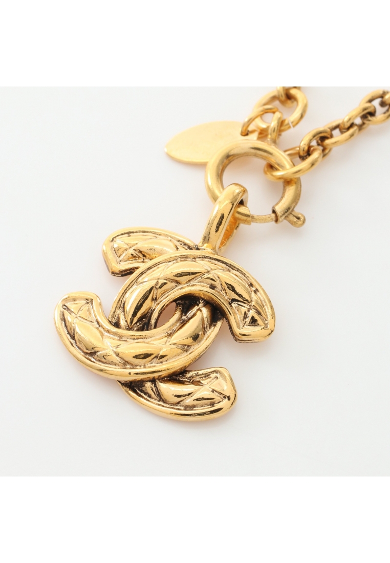 CHANEL 二奢 Pre-loved Chanel matelasse coco mark necklace GP gold vintage