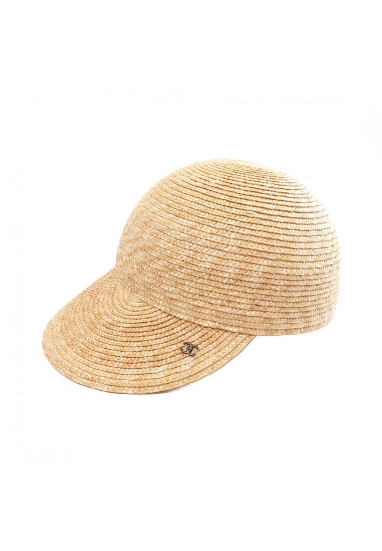 二奢 Pre-loved Chanel coco mark cap hat straw beige