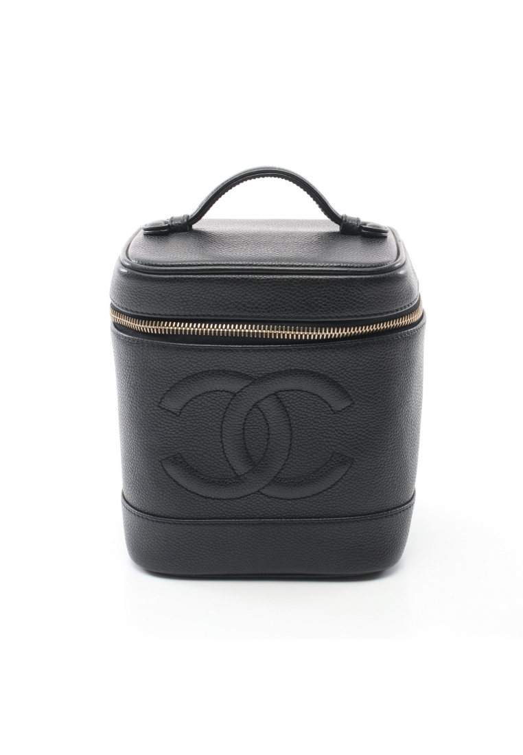 CHANEL 二奢 Pre-loved Chanel coco mark Handbag vanity bag Caviar skin black gold hardware