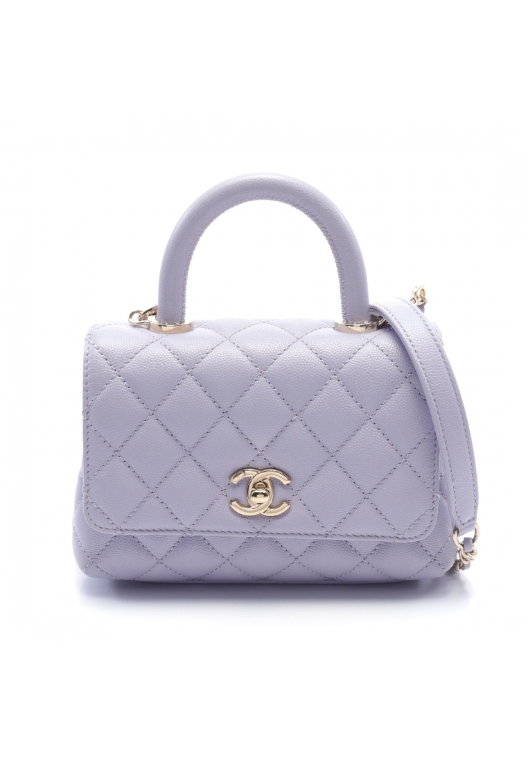 CHANEL 二奢 Pre-loved Chanel Coco Handle XXS Handbag Caviar skin Light purple gold hardware 2WAY