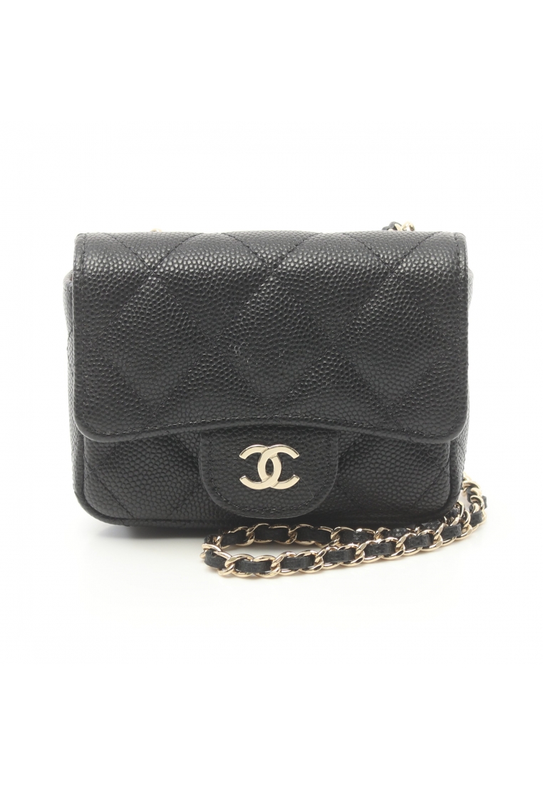 CHANEL 二奢 Pre-loved Chanel Mini mini matelasse chain shoulder bag Caviar skin black gold hardware