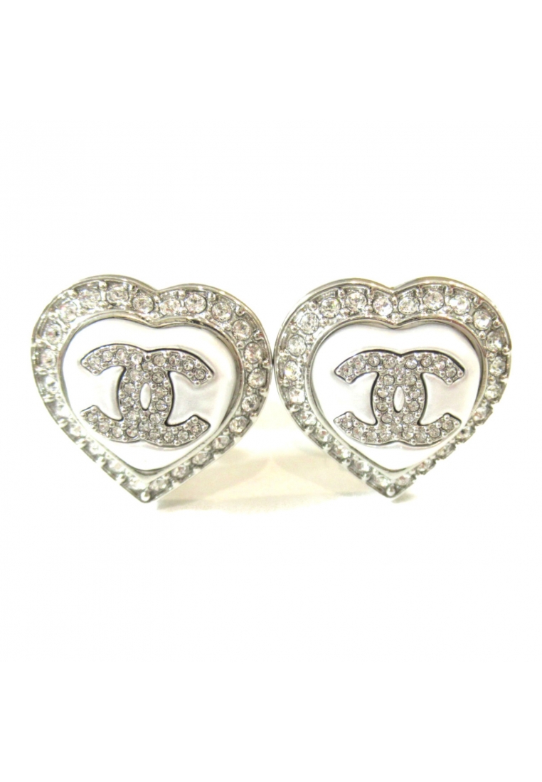 二奢 Pre-loved Chanel earrings heart earrings Silver Plated Silver