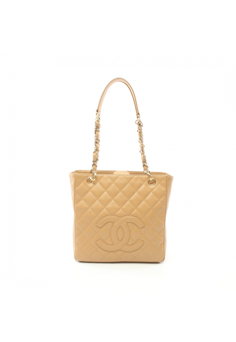 CHANEL 二奢 Pre-loved Chanel matelasse PST chain shoulder bag chain tote bag Caviar skin beige gold hardware