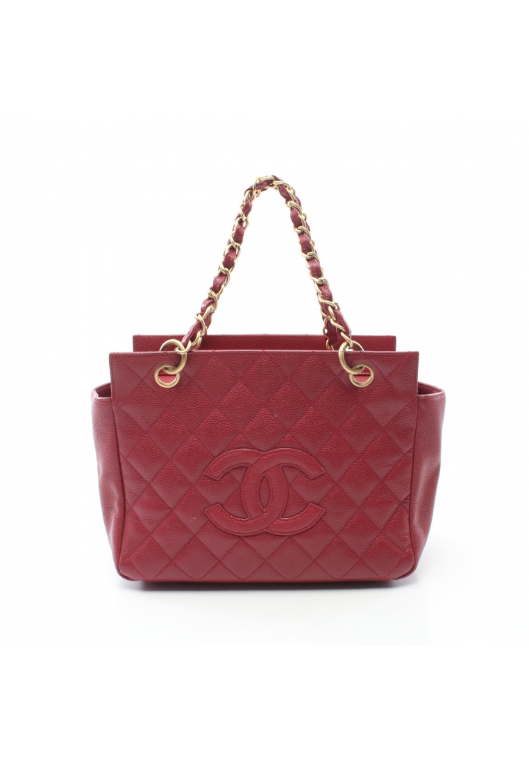 CHANEL 二奢 Pre-loved Chanel matelasse chain handbag Caviar skin Red gold hardware