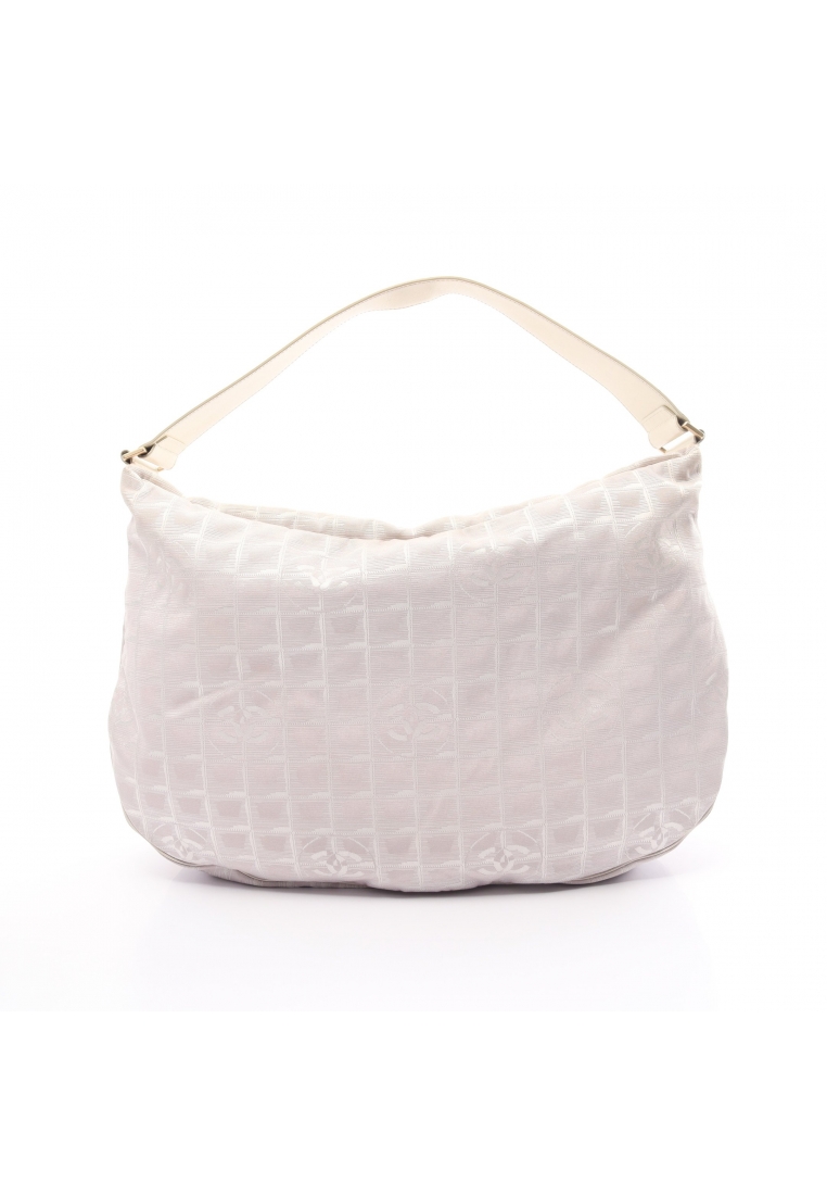 CHANEL 二奢 Pre-loved Chanel new travel line one shoulder bag nylon canvas leather Light pink gold hardware