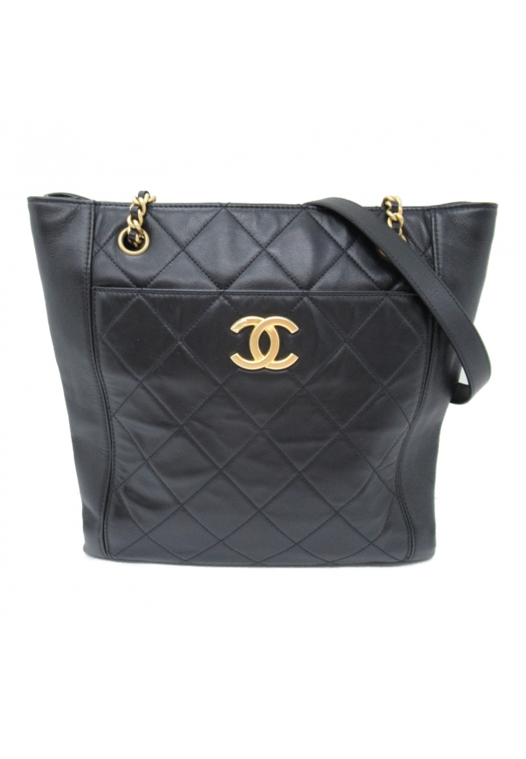 二奢 Pre-loved Chanel matelasse Shoulder Tote Shoulder bag Lambskin (sheepskin) black gold hardware