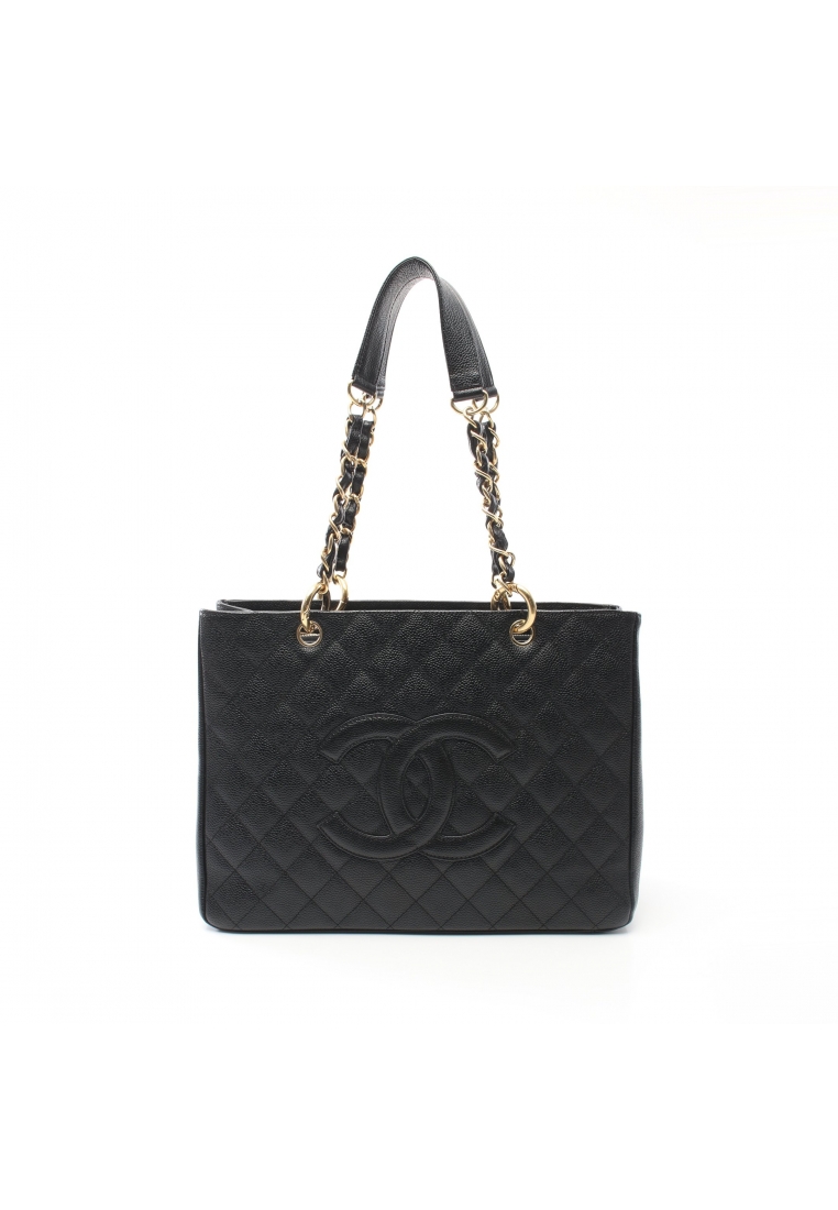 CHANEL 二奢 Pre-loved Chanel matelasse grand shopping GST chain shoulder bag chain tote bag Caviar skin black gold hardware