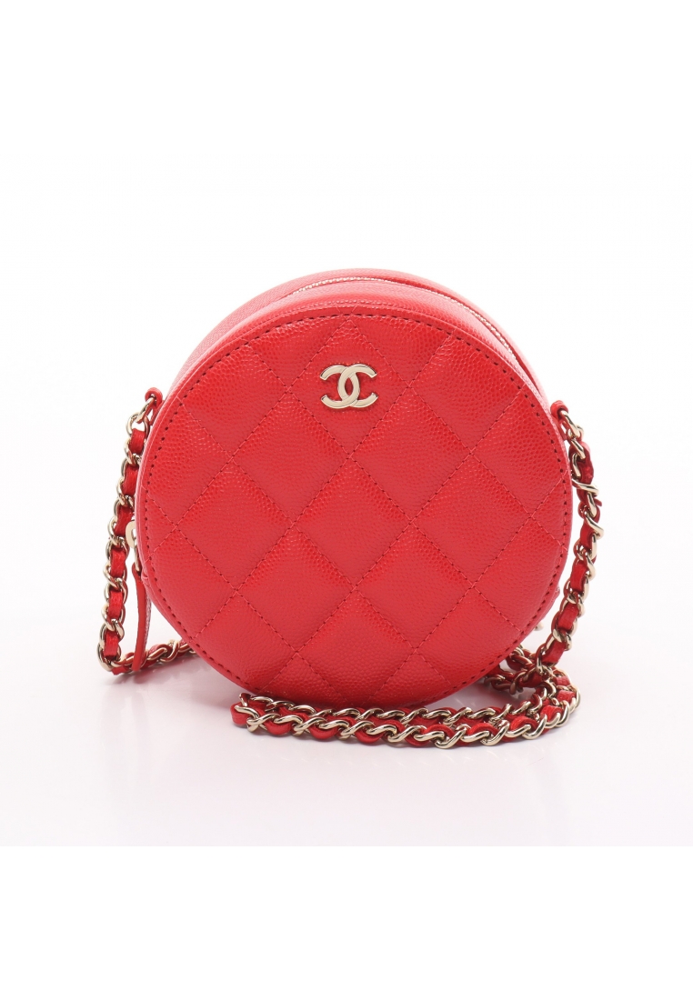 CHANEL 二奢 Pre-loved Chanel matelasse mini classic chain shoulder bag Caviar skin Red gold hardware