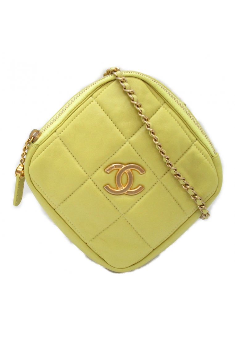 二奢 Pre-loved Chanel chain shoulder Shoulder bag Lambskin (sheepskin) yellow gold hardware