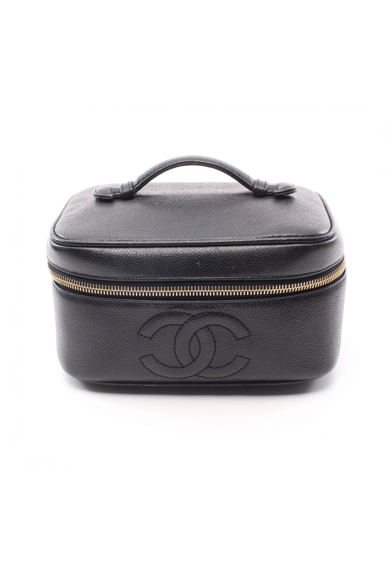 CHANEL 二奢 Pre-loved Chanel coco mark Handbag vanity bag Caviar skin black gold hardware