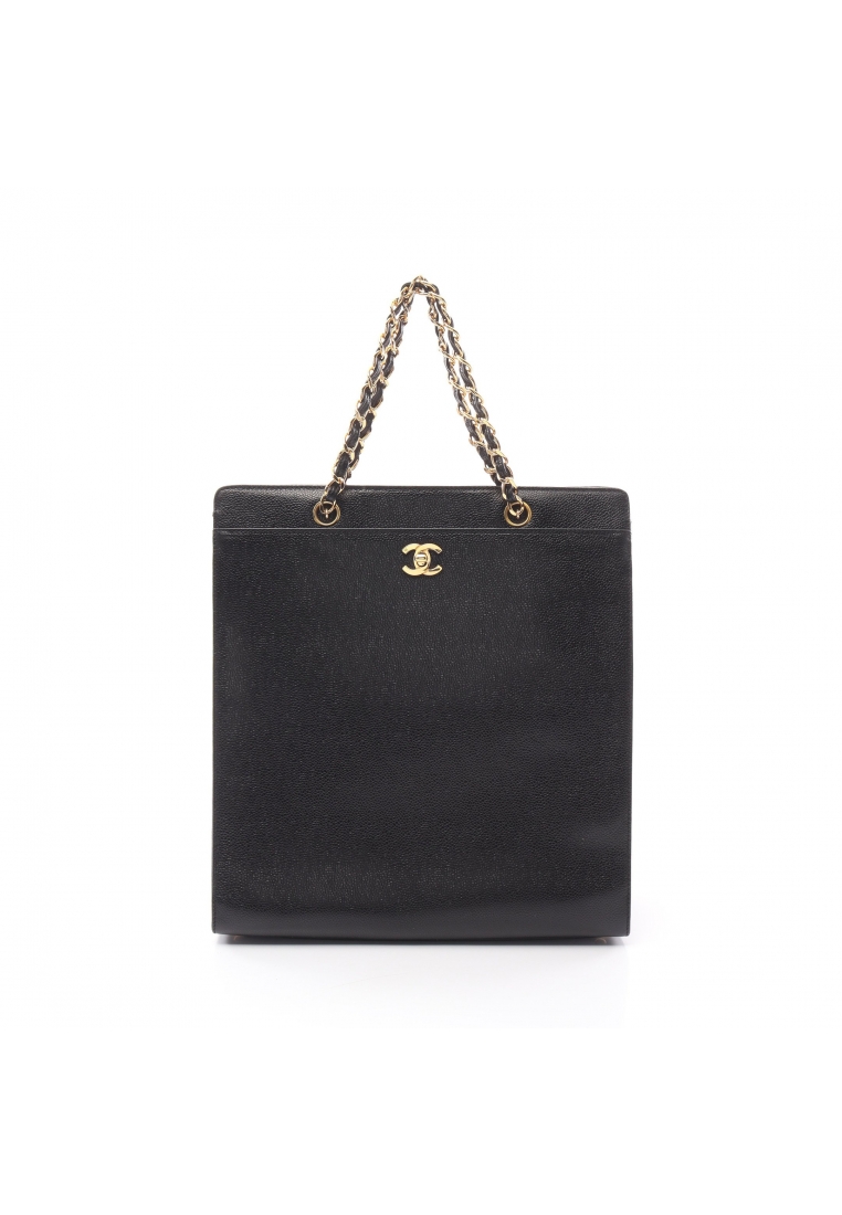 CHANEL 二奢 Pre-loved Chanel coco mark chain handbag chain tote bag Caviar skin black gold hardware