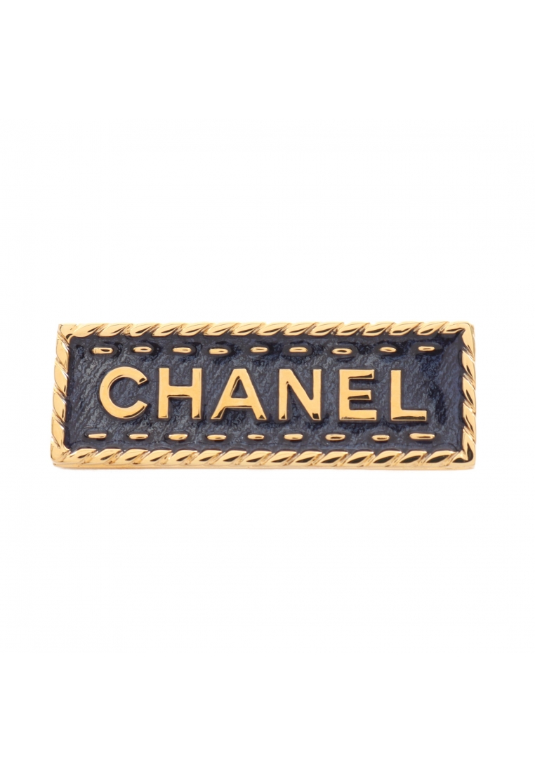 CHANEL 二奢 Pre-loved Chanel brooch Denim motif GP Navy gold I24P