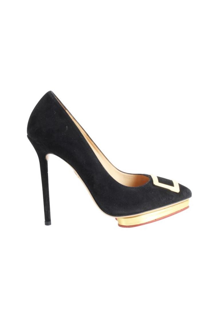 Charlotte Olympia Pre-Loved CHARLOTTE OLYMPIA Black Fairest Of Them All Suede Platform Pumps