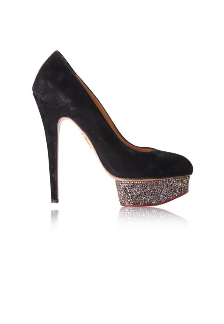 Charlotte Olympia Pre-Loved CHARLOTTE OLYMPIA Black Suede Sequins Pumps