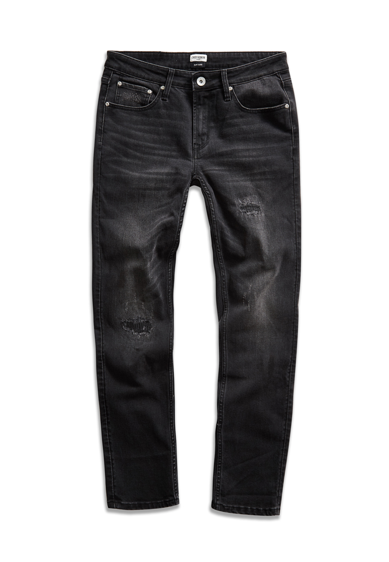 Chevignon Men's Stretch Premium Black Denim Slim Taper Jeans