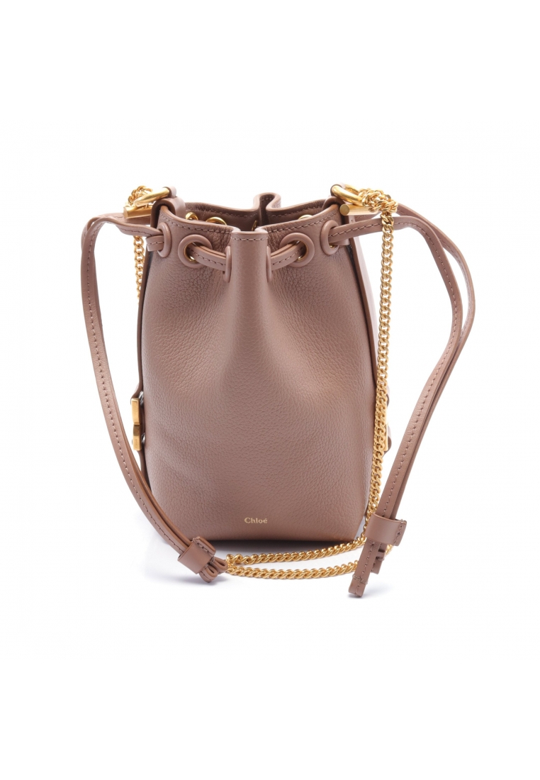 二奢 Pre-loved Chloé MARCIE Mercy Micro Bucket Bag chain shoulder bag leather Dusty pink purse