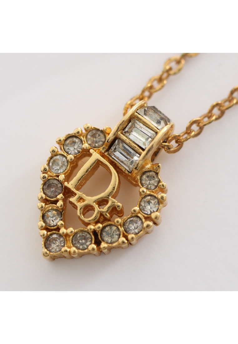 二奢 Pre-loved Christian Dior Dior logo necklace GP Rhinestone gold clear