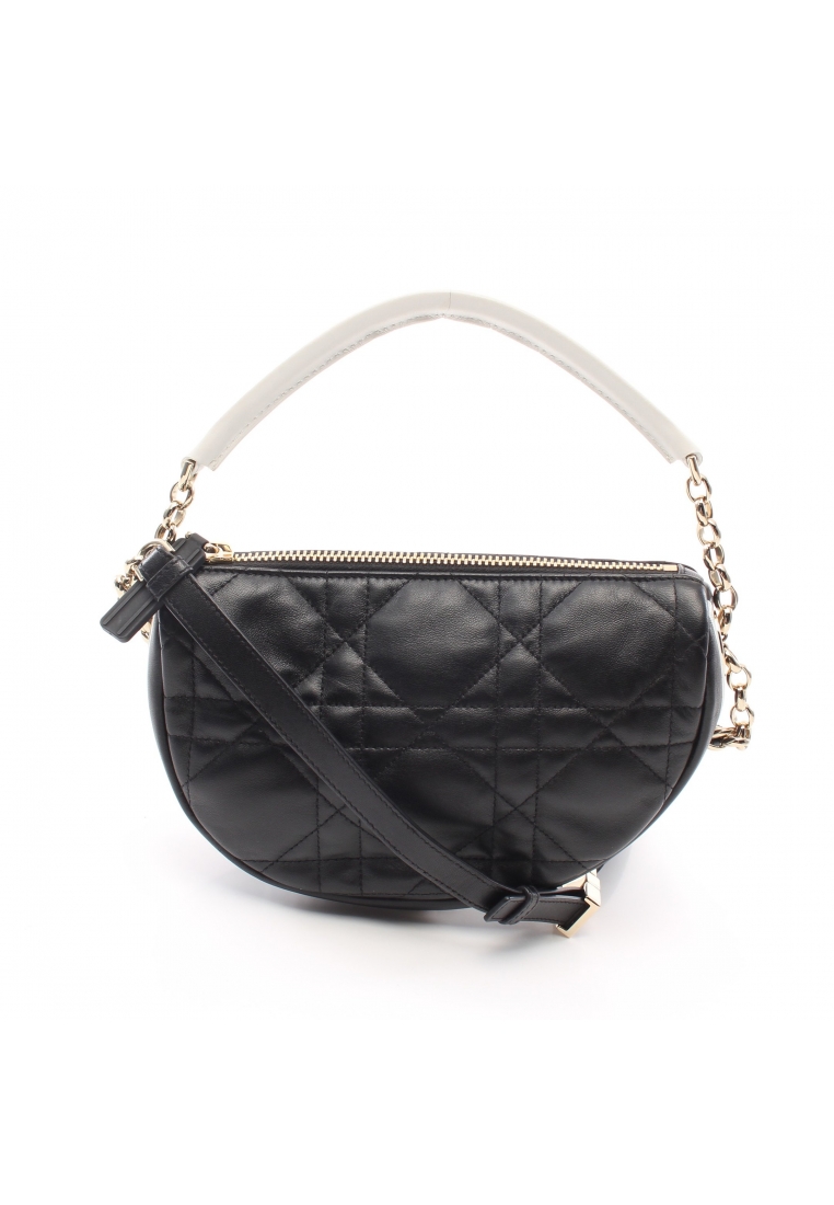 二奢 Pre-loved Christian Dior VIBE hobo Canage Shoulder bag leather black white 2WAY