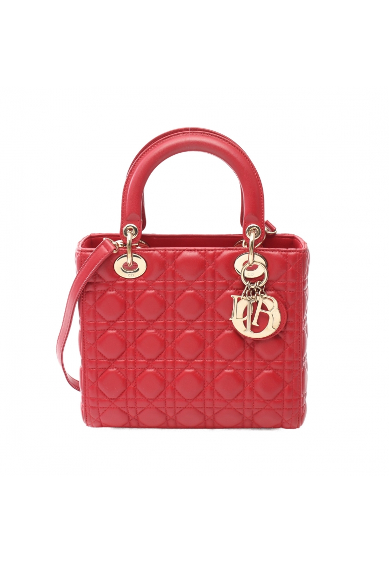 二奢 Pre-loved Christian Dior lady dior Canage Handbag leather Red 2WAY