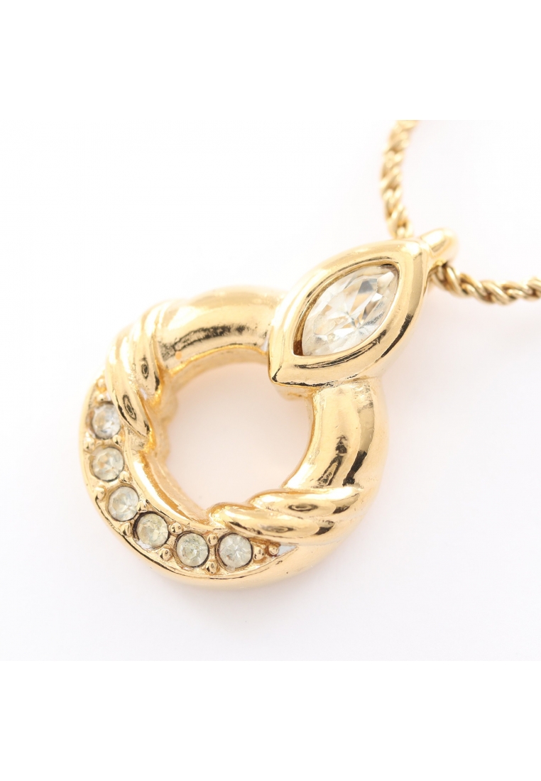 二奢 Pre-loved Christian Dior Circle necklace GP Rhinestone gold