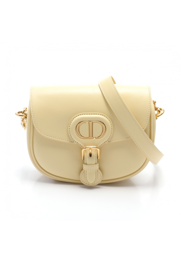 二奢 Pre-loved Christian Dior CD logo Shoulder bag leather Light yellow