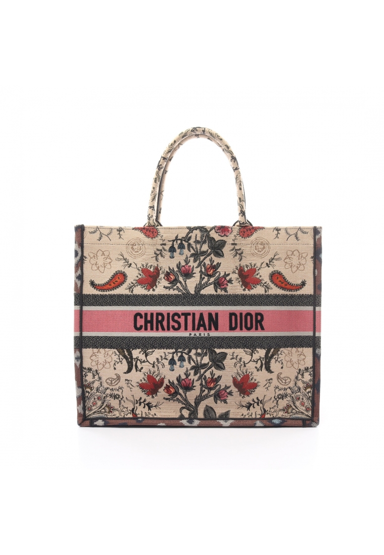 二奢 Pre-loved Christian Dior BOOK TOTE book tote Handbag tote bag embroidery canvas beige multicolor