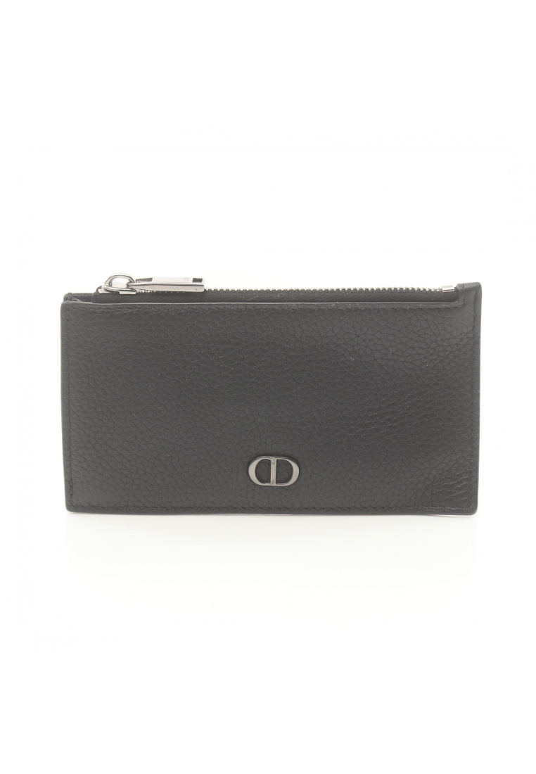 二奢 Pre-loved Christian Dior zip card holder CD icon with coin case card case leather black