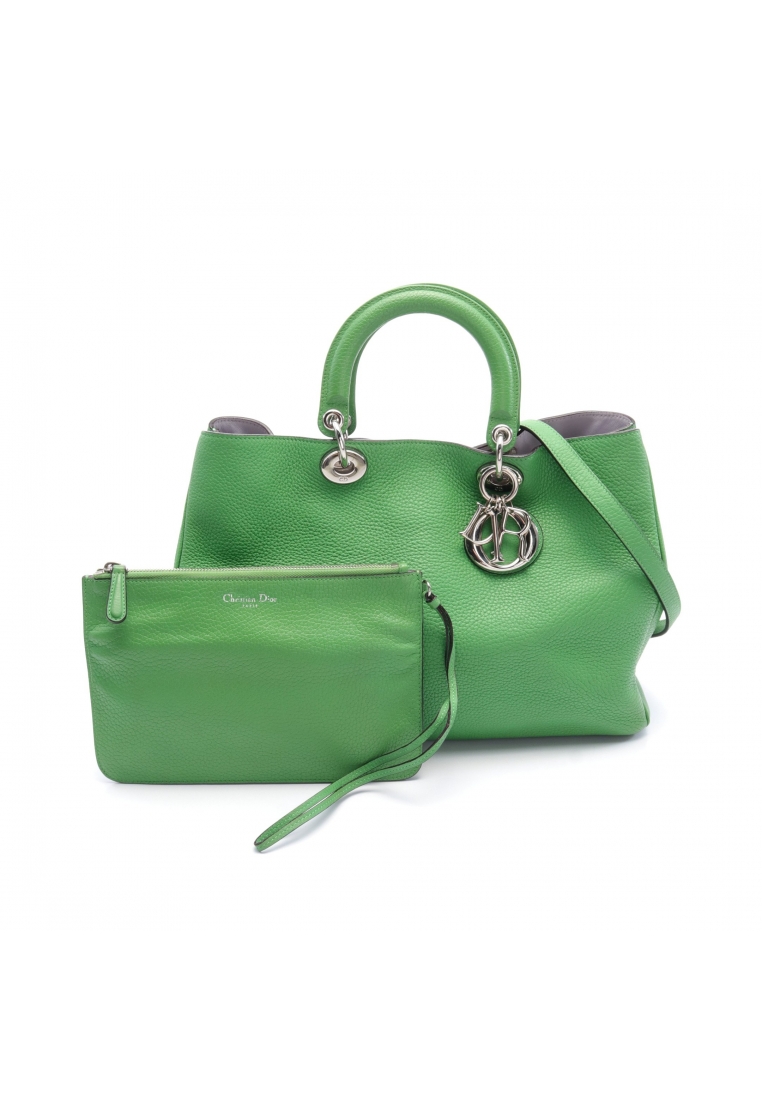 二奢 Pre-loved Christian Dior Diorissimo Large Handbag leather green 2WAY
